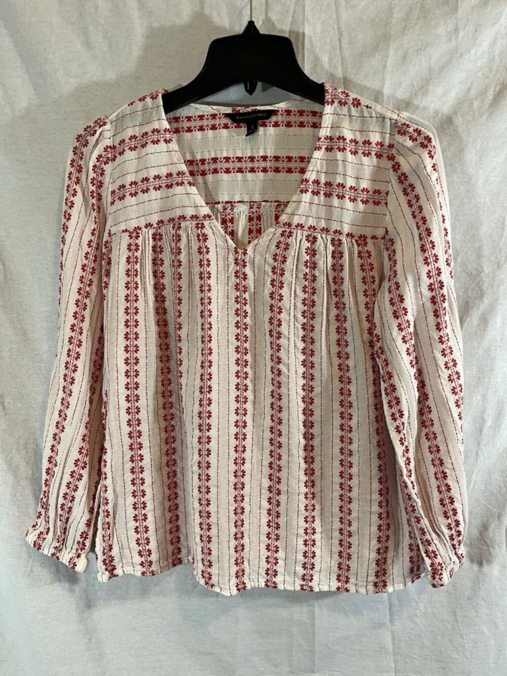 Banana Republic Women’s Small Red & White Striped Long Sleeve Blouse